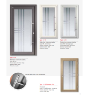 Type 1211 ModernLine – ModernLine Frosted Glass, Clear Strips Entry Door, Durable Aluminium Cladding, Pine Interior, Multipoint Security, Custom RAL Colors, Flush Stainless Handle